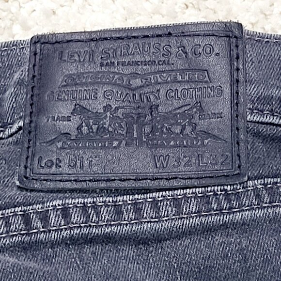 Levis 511 Jeans Men 32x32 Gray Slim Fit Premuim Faded Stretch Casual Whiskered - Picture 4 of 8